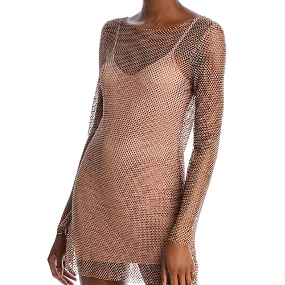 L*Space Dancing Queen Nude Mesh Mini Dress